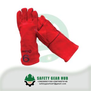 Red Leather Safety Gloves